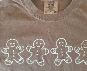 Brown Short Sleeve TeeGingerbread Men Design